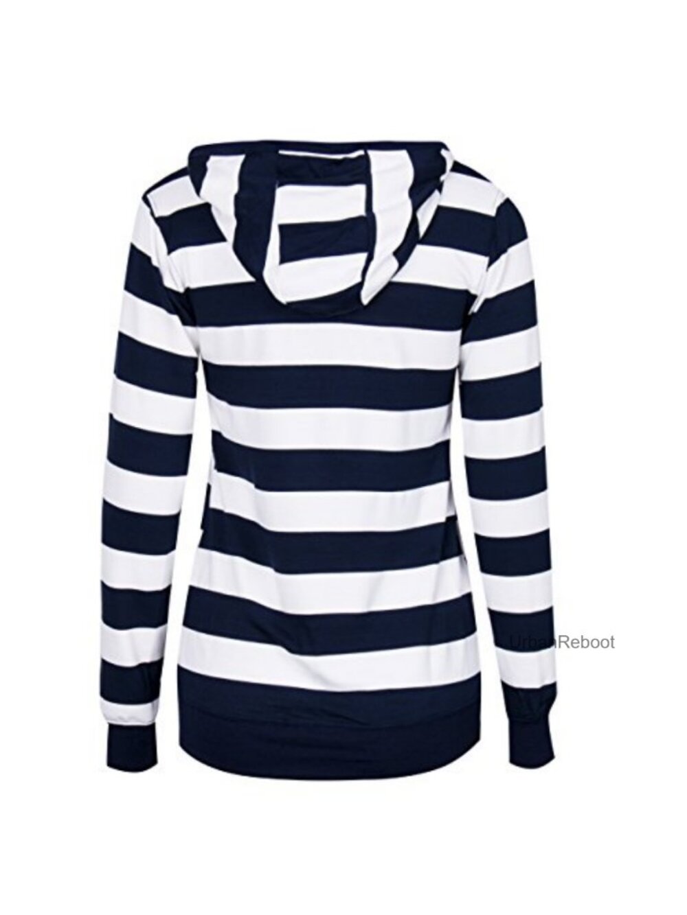 Womens Striped Hooded Zip Up Casual Jacket Spring Lightweight - Picture 2 of 3